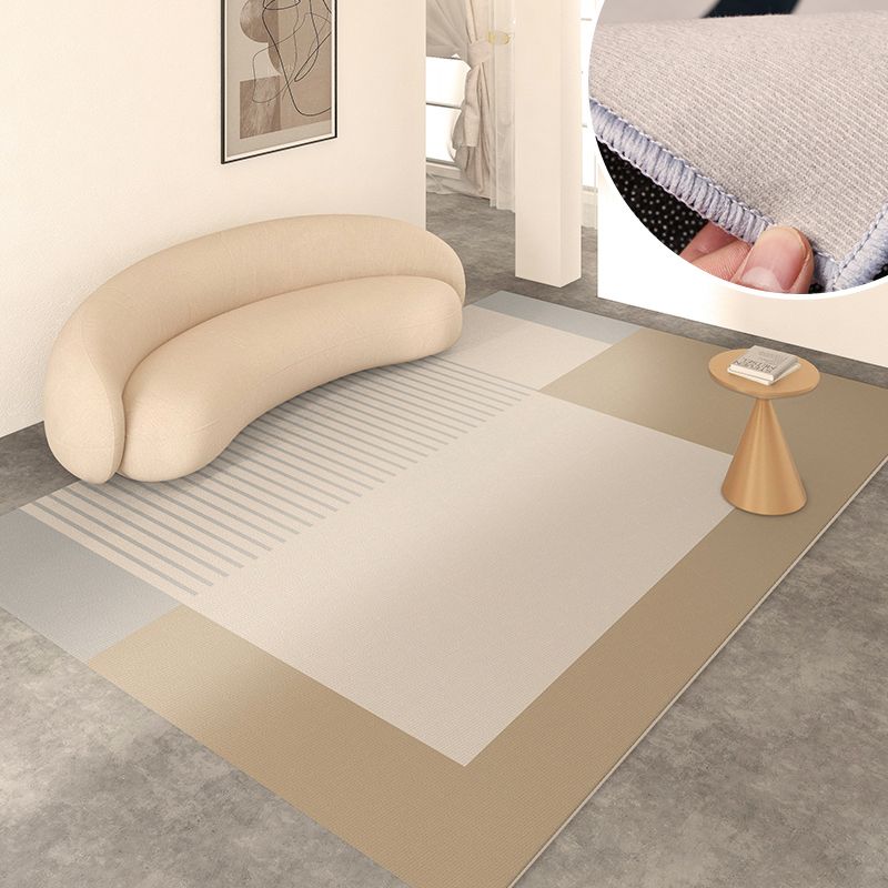 Modern Living Room Rug Color Block Polyester Area Carpet Non-Slip Backing Area Rug