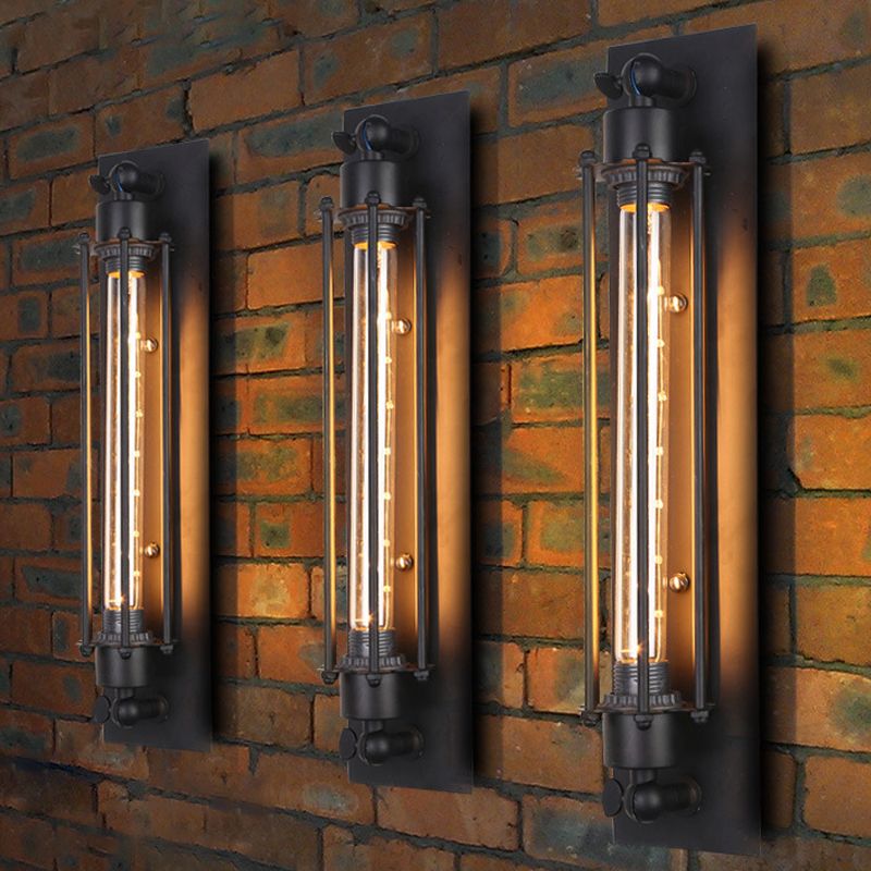 Illuminazione da parete rettangolo metallica in stile industriale 1 lampada da parete leggera