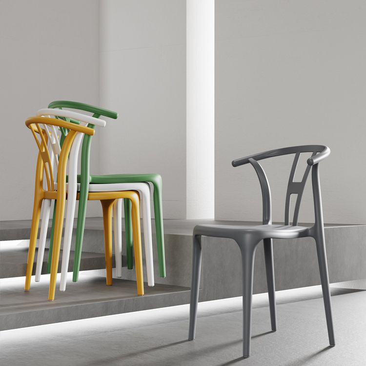 Contemporary Stacking Dining Side Chair in Plastic with Open Back