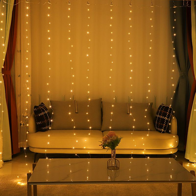 9.8ft Copper Wire LED Light Strip Decorative Indoor Curtain Lights with Hook and Remote