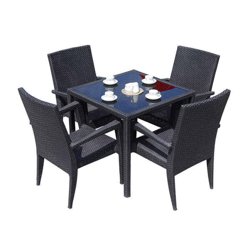 Modern Dining Set 1/5 Pieces Glass Dining Table Set for Outdoor