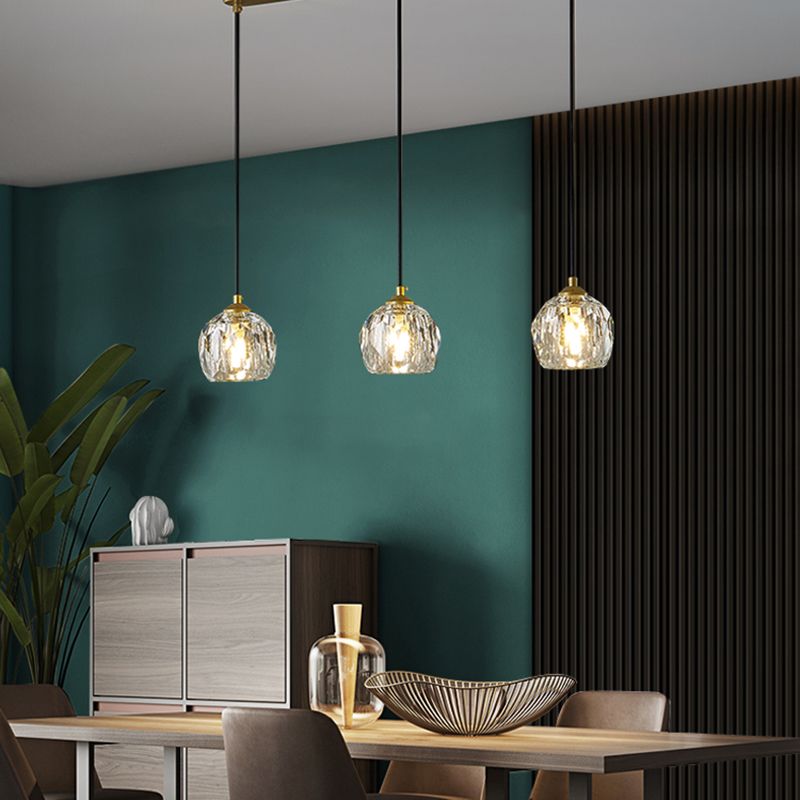 Crystal Sphere Down Lighting Pendant Modern Style Suspension Pendant Light in Gold