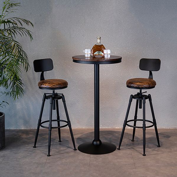 Taburete de bar de hierro con reposapiés de altura ajustable industrial, taburete de cocina de 27,55 pulgadas con patas negras