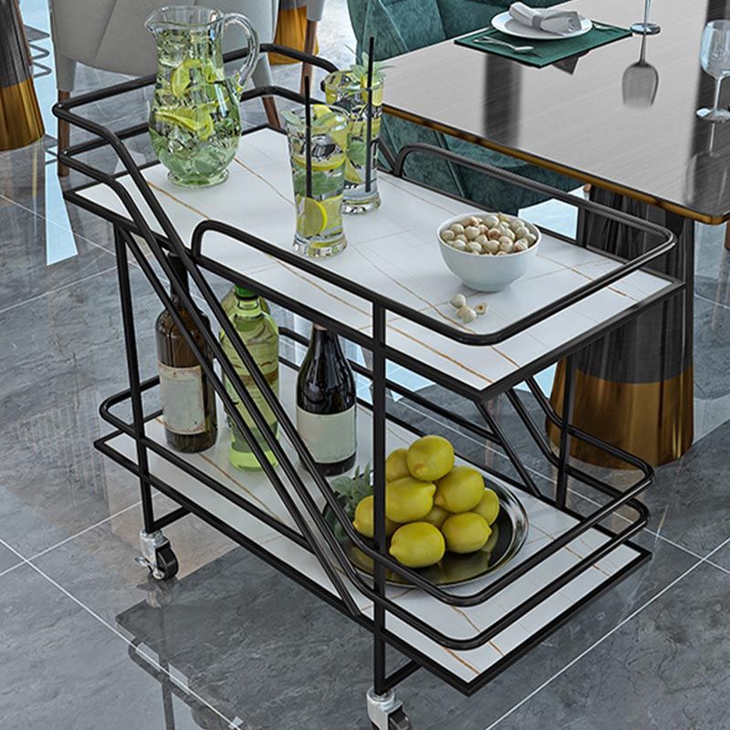 Contemporary Metal Prep Table 32.68"H Rolling Prep Table for Dining Room