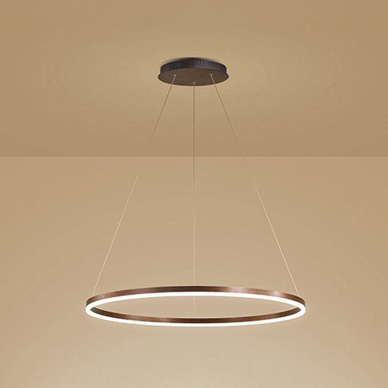 Modern Aluminum Ceiling Hung Fixture Brown Circle Down Lighting Pendant