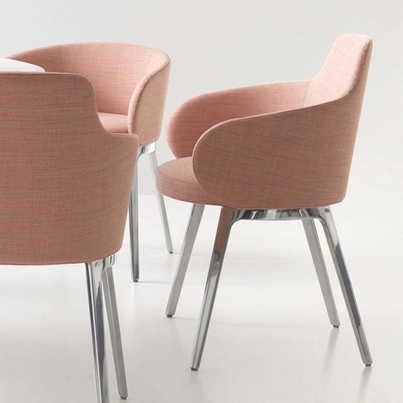 Fixed Back Round Arms Basic Four Leg with Fabric Seat Arms Included Barrel Chair