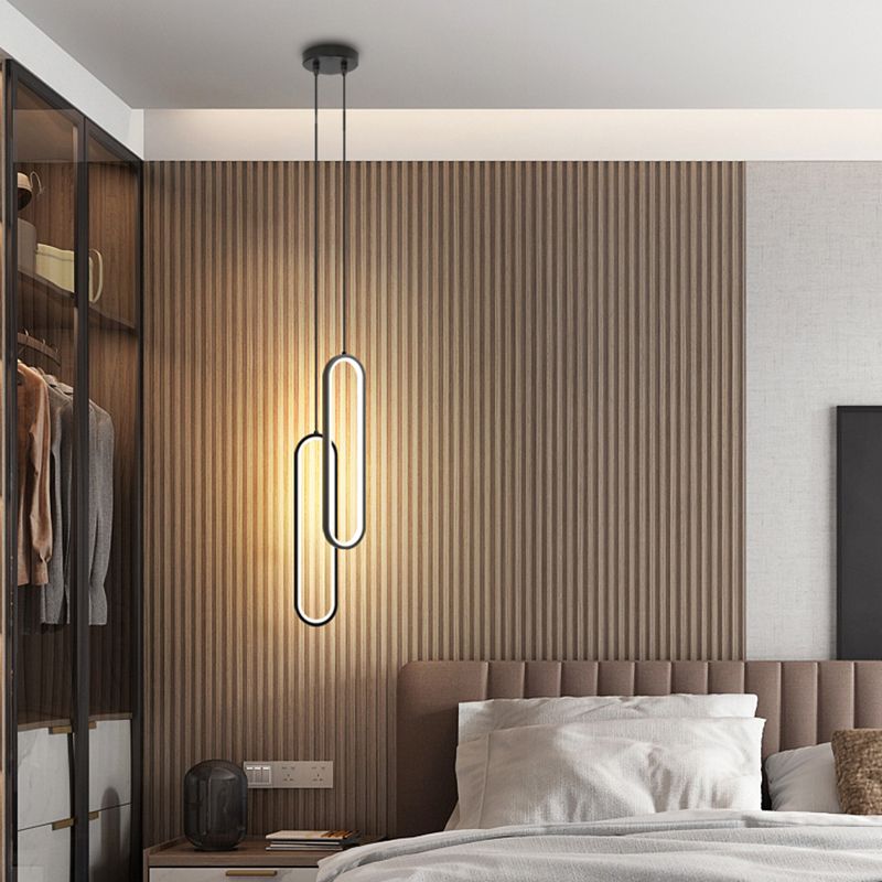 Aluminium LED Linear Pendant Light in Modern Concise Style Silica Gel Chandelier for Living Room