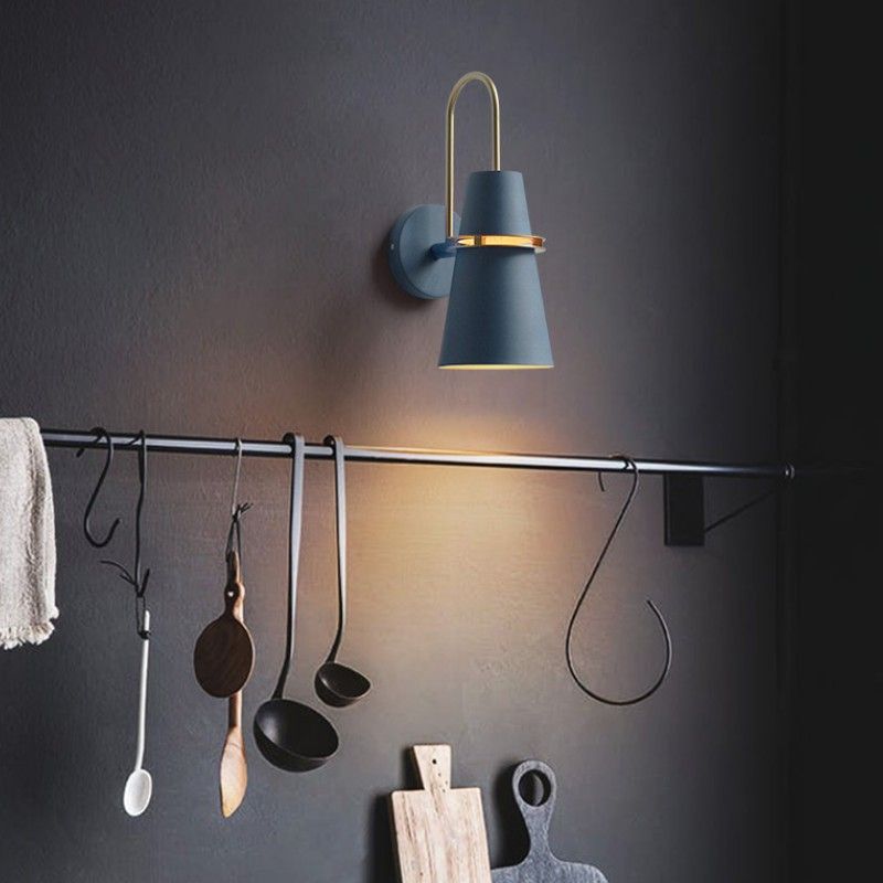 Modern Style Tapered Shape Wall Sconce Metal 1 Light Sconces for Bedroom