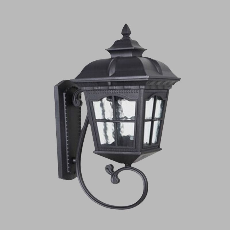 Aluminum Black Wall Mount Lighting Geometric 1-Head Lodges Wall Lamp with Water Glass Shade