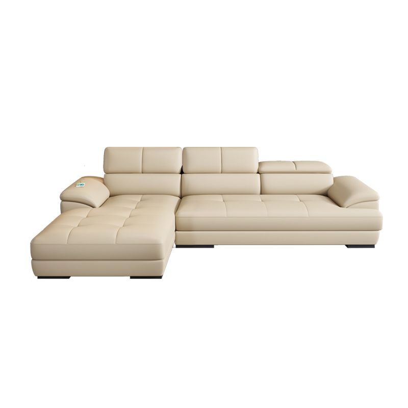 Beige Contemporary Sofa with Pillow Top Arm and Storage 27.6"