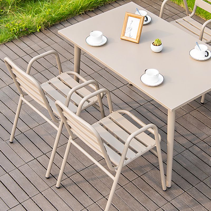 Grey Metal Dining Side Chair Stacking Outdoors Dining Chairs