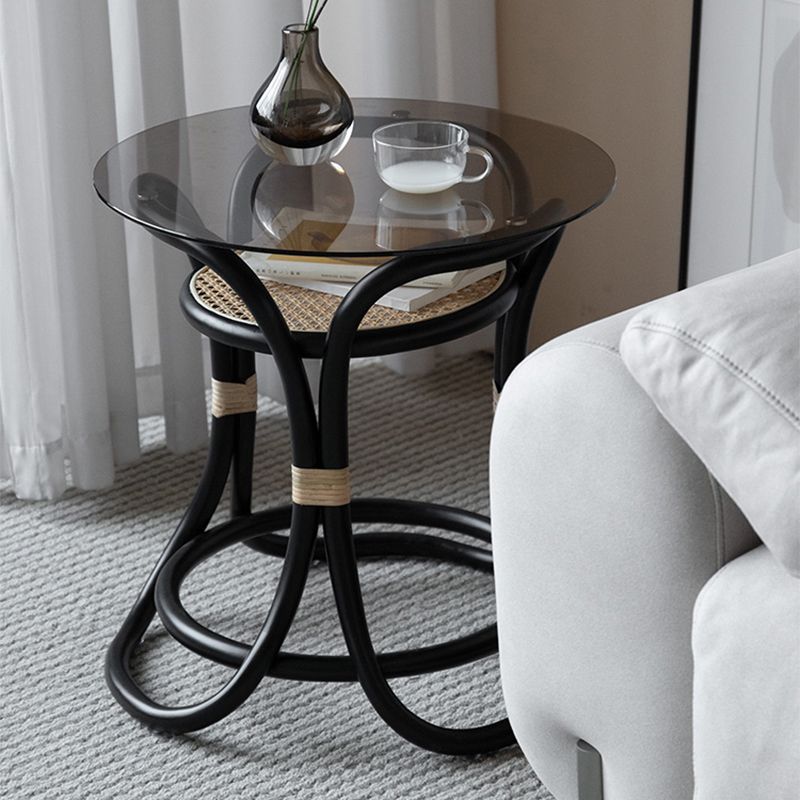 20.47" Tall Abstract Side Table Glass Top Sofa Side Accent Table