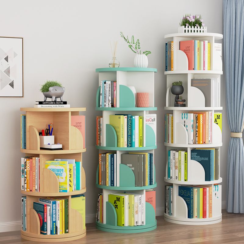Open Wooden Bookshelf Modern Home Living Room Revolving Bookcase