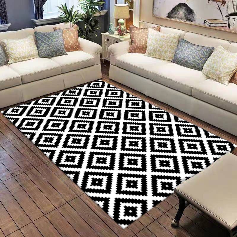 Modern Geometric Print Rug Washable Carpet Washable Polyester Indoor Rug for Living Room