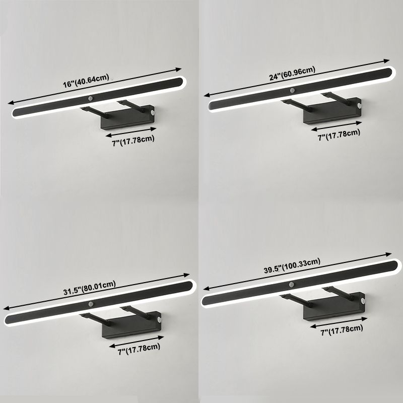 Minimalist 1-Light Linear Mirror Front Lamp Acrylic Shade LED Bathroom Wall Mounted Light Fixture