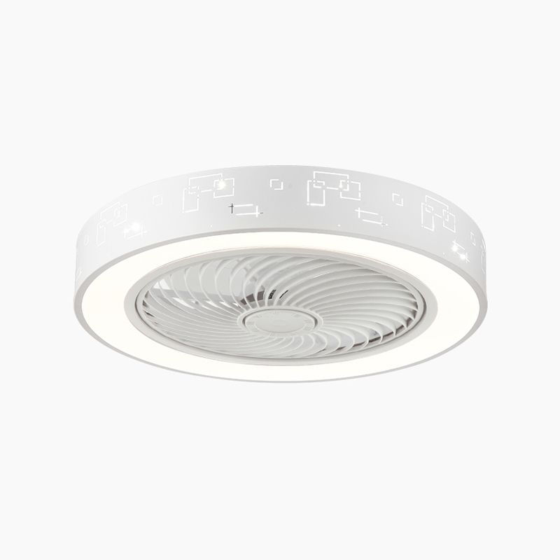 Lampada a ventola del soffitto in metallo nordico a filo arrotondato con lama di ventola di plastica
