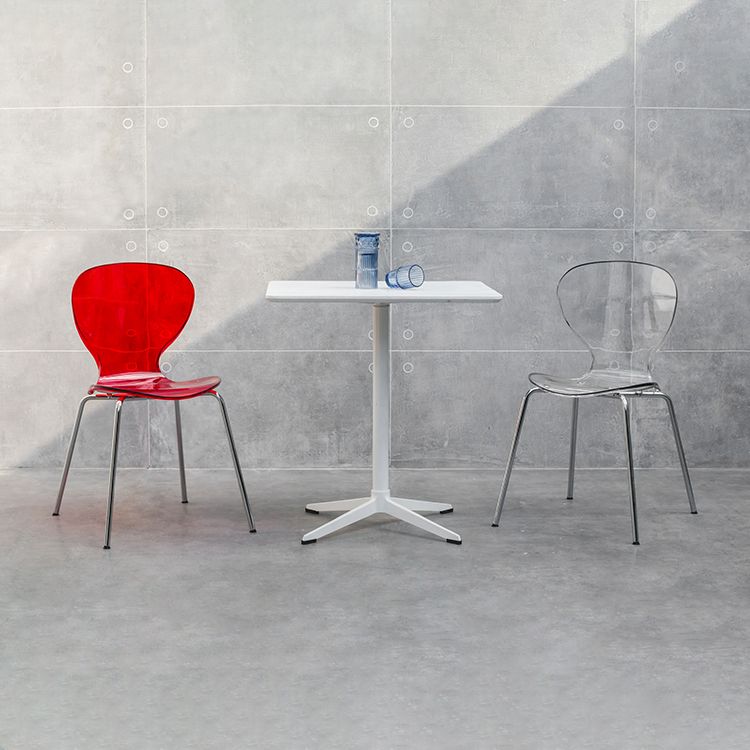 Contemporary Style Metal Chairs Set Solid Back Side Kitchen Dining Chair