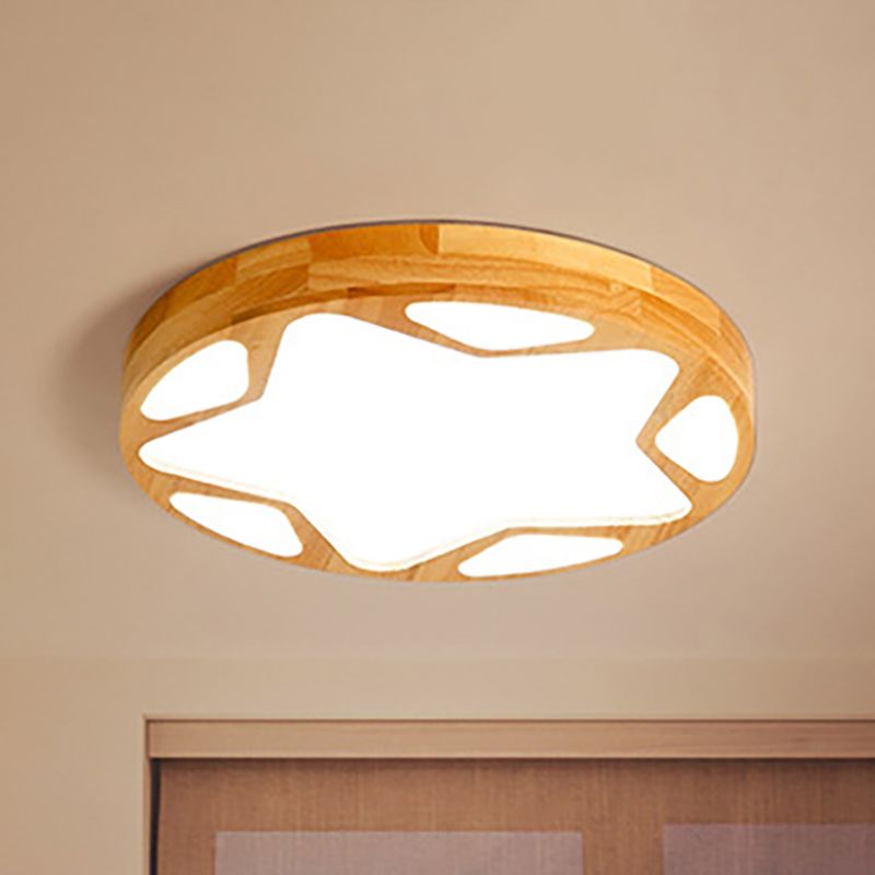 Kleuterschoolster spoelplafond licht hout acryl acryl moderne led plafondlamp in beige