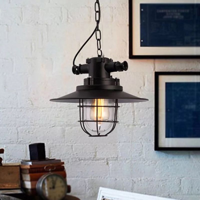 1 kit di luce in gabbia leggera retrò la luce sospesa in metallo industriale con catena sospesa per il ristorante