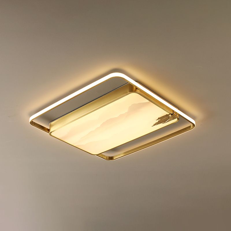 Plafonniers en forme de géométrie Plafonniers modernes à 2 lumières en métal doré