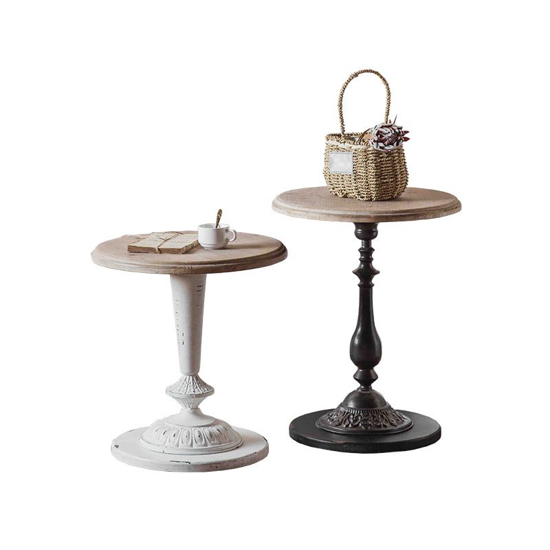 Round Pedestal Side Table French Rustic Side End Snack Table