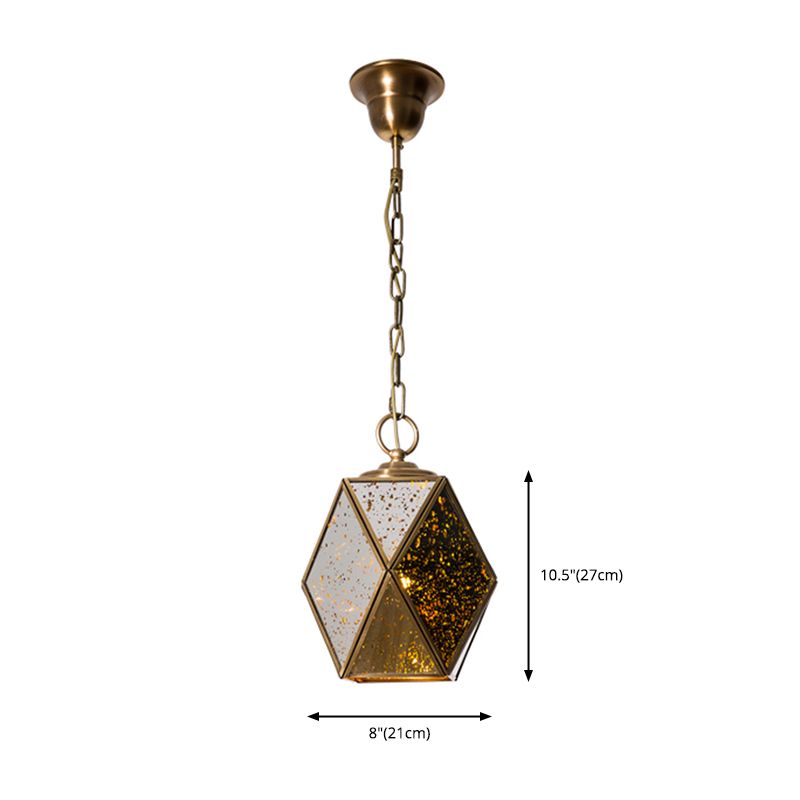 Polished Brass Metal Modern & Contemporary Pendant Lighting Single Geometric Ceiling Light with Adjustable Height