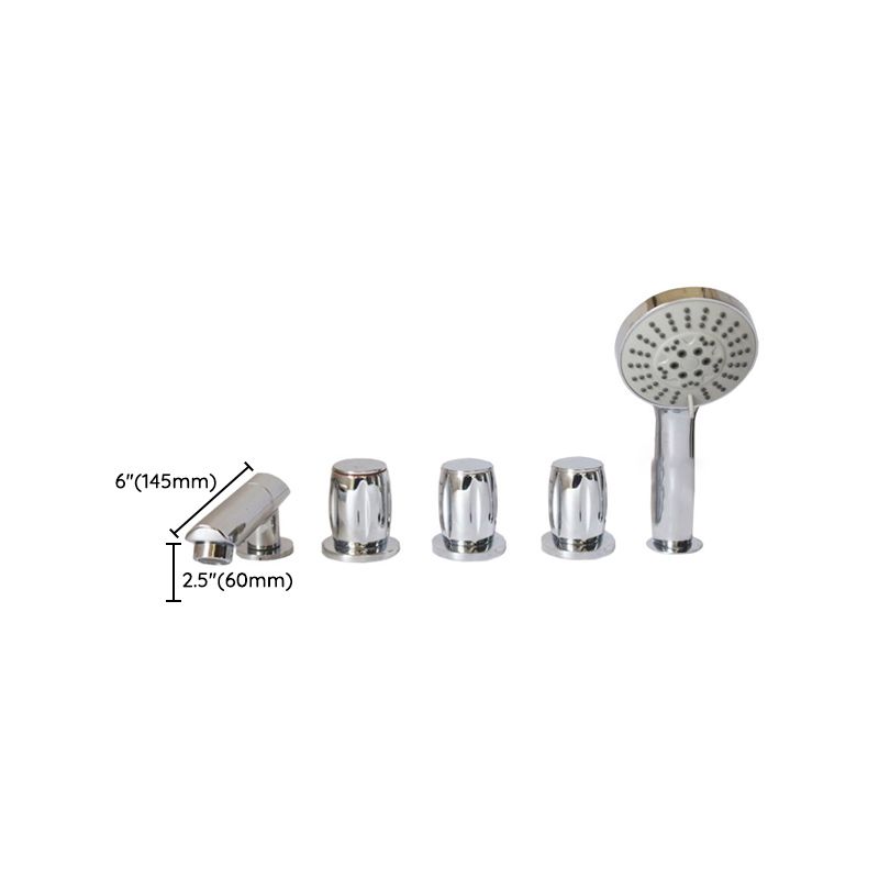Deck Mounted Copper Roman Tub Faucet Low Arc Roman Tub Faucet Set in Chrome