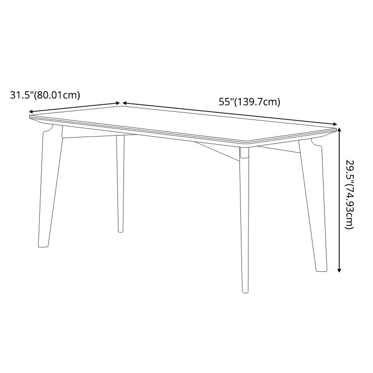 Minimalist Rectangle Sintered Stone Dining Table for 4/ 6with Wooden Base Dining Set for Restaurant
