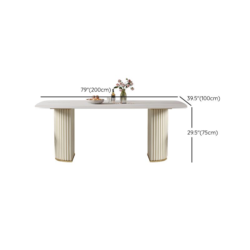 White Glam Dinette Set for Dining Room 1/4/5/7 Pieces Stone Top Dining Table Set