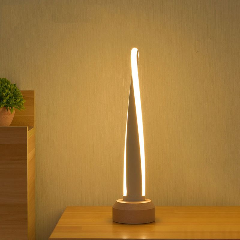White Twist Night Stand Lighting Nordic 1-Light Aluminum LED Table Light for Bedroom