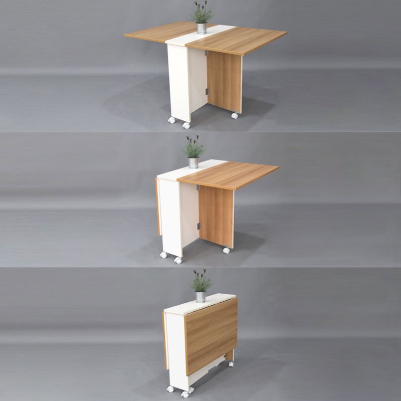Mesa de madera de madera plegable artificial Mesa rectángulo extensible con base de caballete de almacenamiento