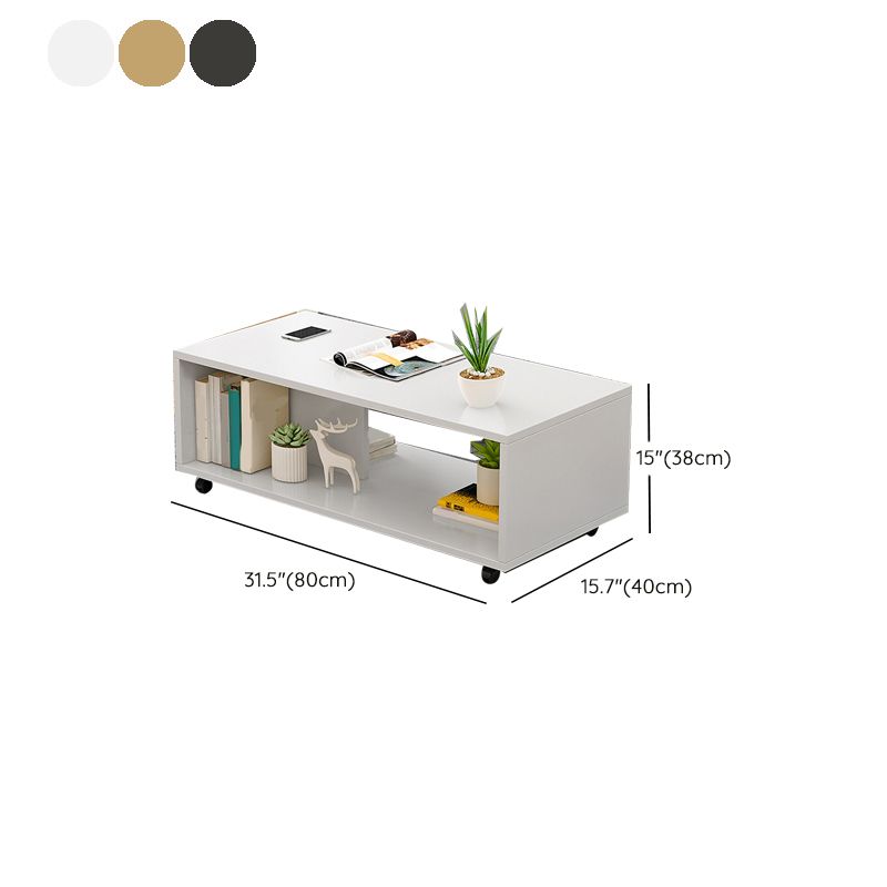 Rectangular 1 - Shelf Coffee Table with Casters Contemporary 15" H 1 Single Cocktail Table