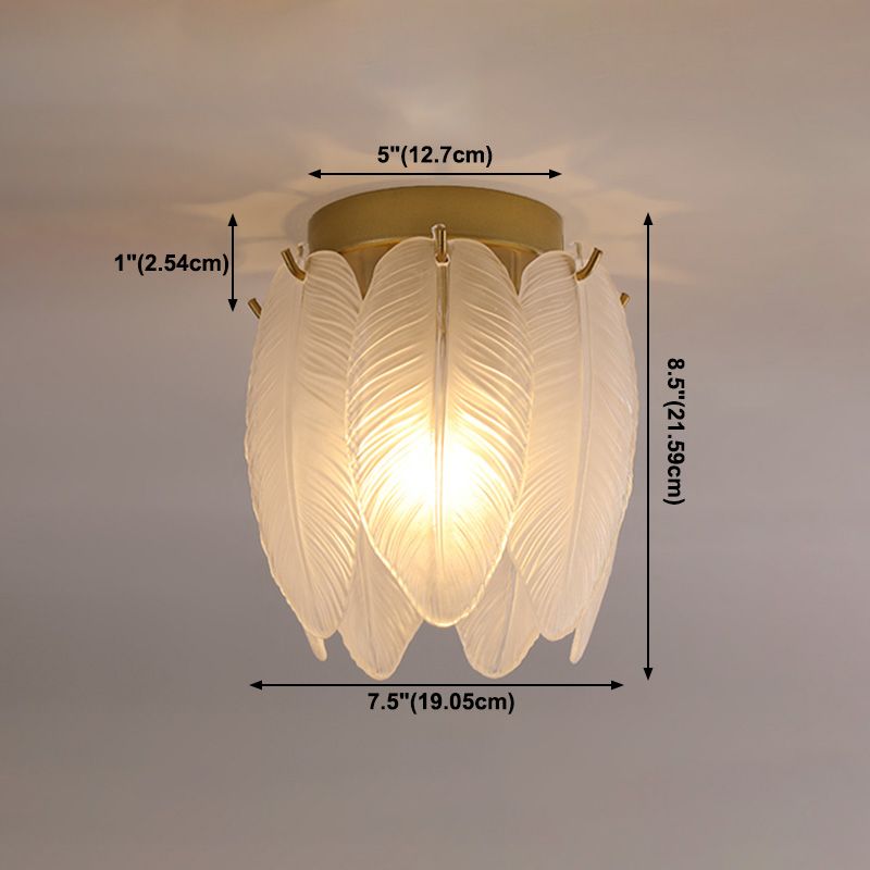 Luminaire encastré au plafond en plumes, style simple, doré