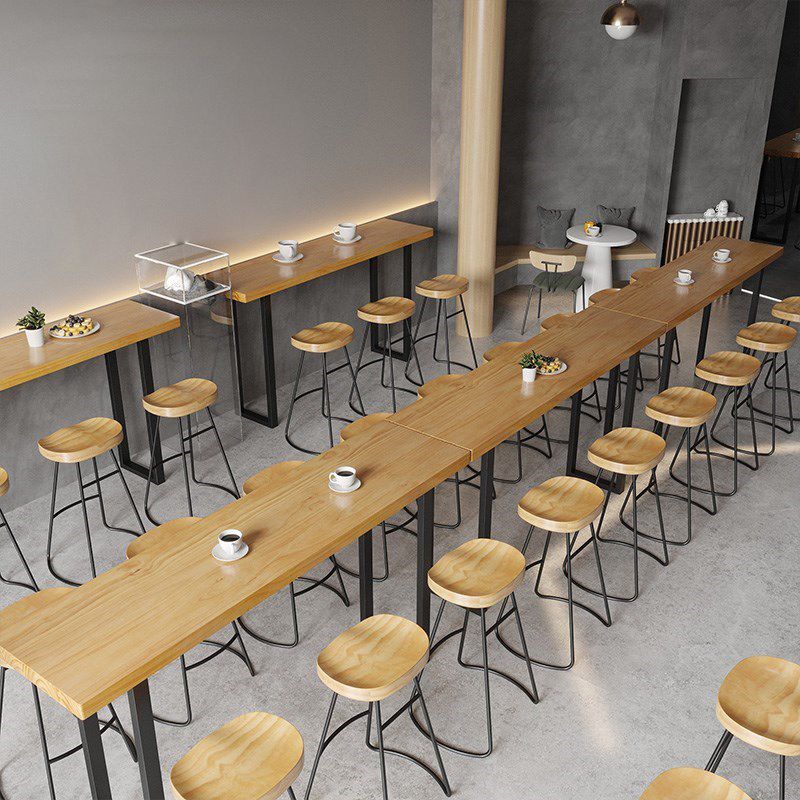 1/4/7 Pieces Modern Rectangular Pub Table Set Wooden Counter Table with High Stools