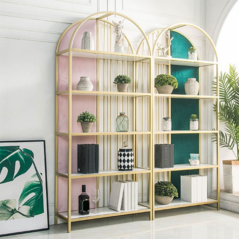 Metal Modern Style Bookcase Gold Frame Bookshelf for Home Office Use