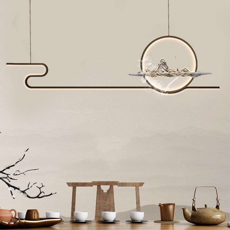 Contemporary Metal 2 Light Pendant Lights Linear Island Light Fixtures for Kitchen