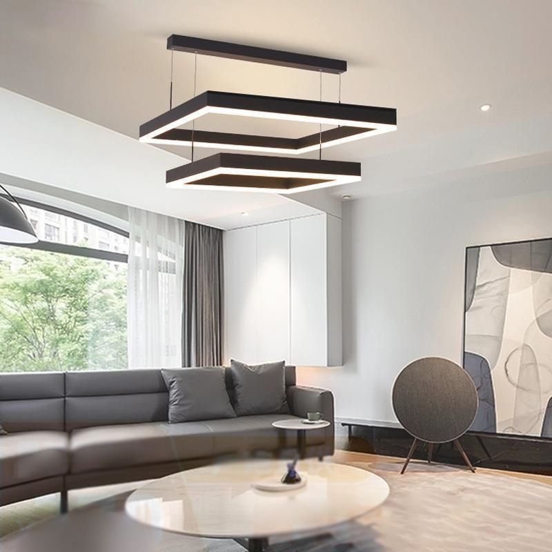 Luz de lámparas de lámparas de araña cuadradas de dos niveles simples de dos niveles