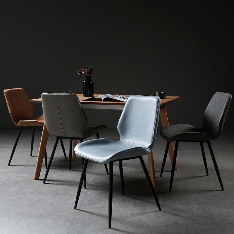 PU Leather Scandinavian Side Chair Wingback Matte Finish Dining Chair(Set of 4)