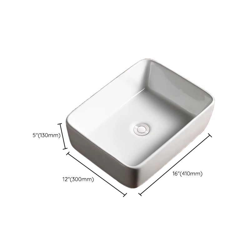 Modern Vessel Bathroom Sink Porcelain Oval with Pop-Up Drain Bathroom Sink