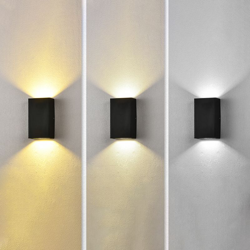 Mur de l'aluminium moderne clair cuboïde 2 lumières Walleur mural en noir pour l'extérieur