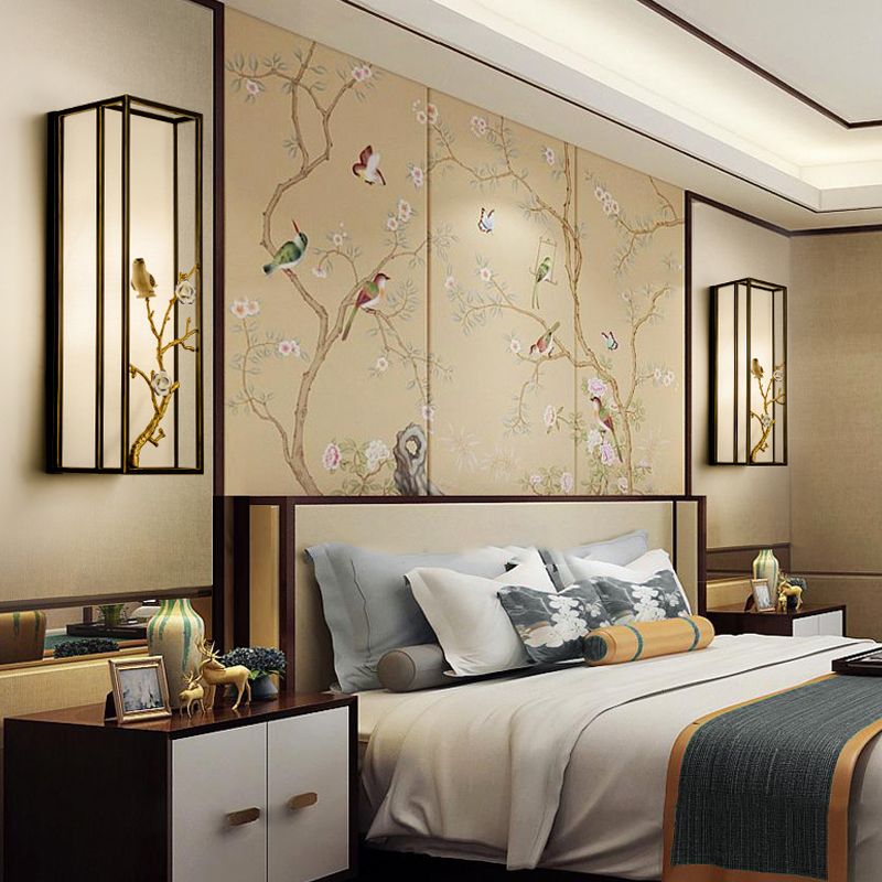 Rectángulo de iluminación de pared negra de metal 1 Luz de luz tradicional de luz luminosa para la cama