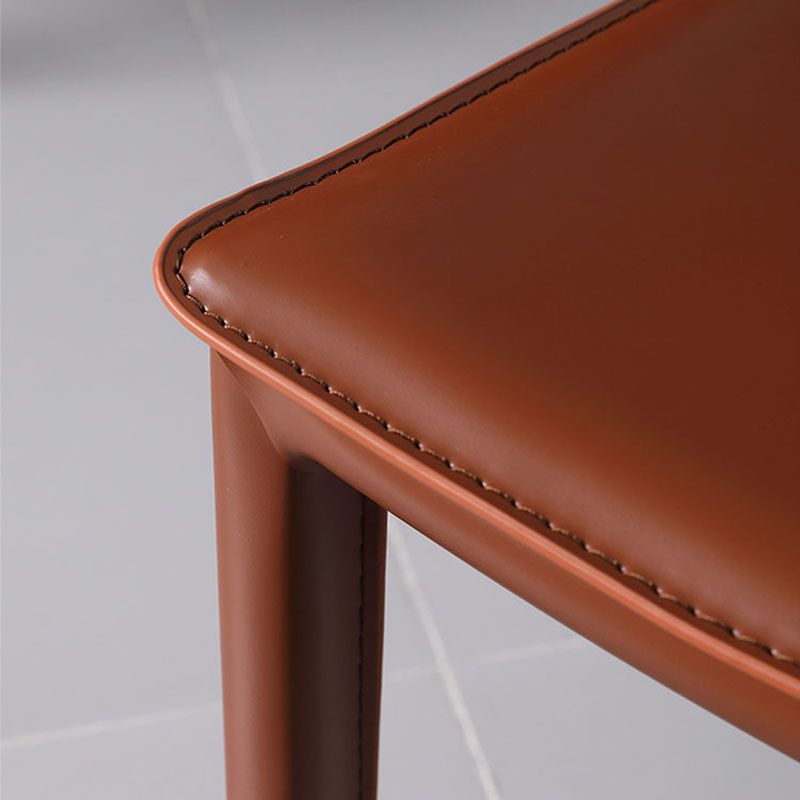 Contemporary Leather Dining Room Chair Armless Metal Side Chair for Home Use
