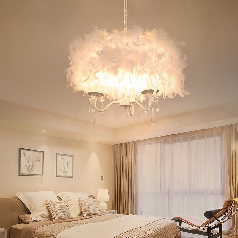 Weiß/Chrom -Kandelabra Kronleuchter modern