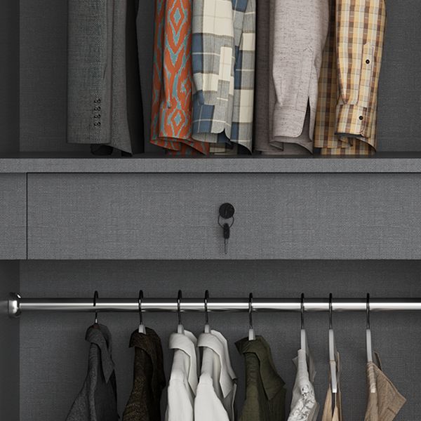 Contemporary Style Wood Wardrobe White Colour Wardrobe Closet with 1 Drawer