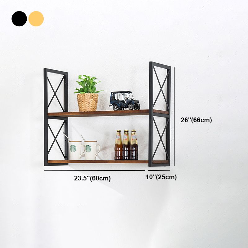 Industrial Style Wooden Bookshelf Wall Mounted Shelf Bookcase