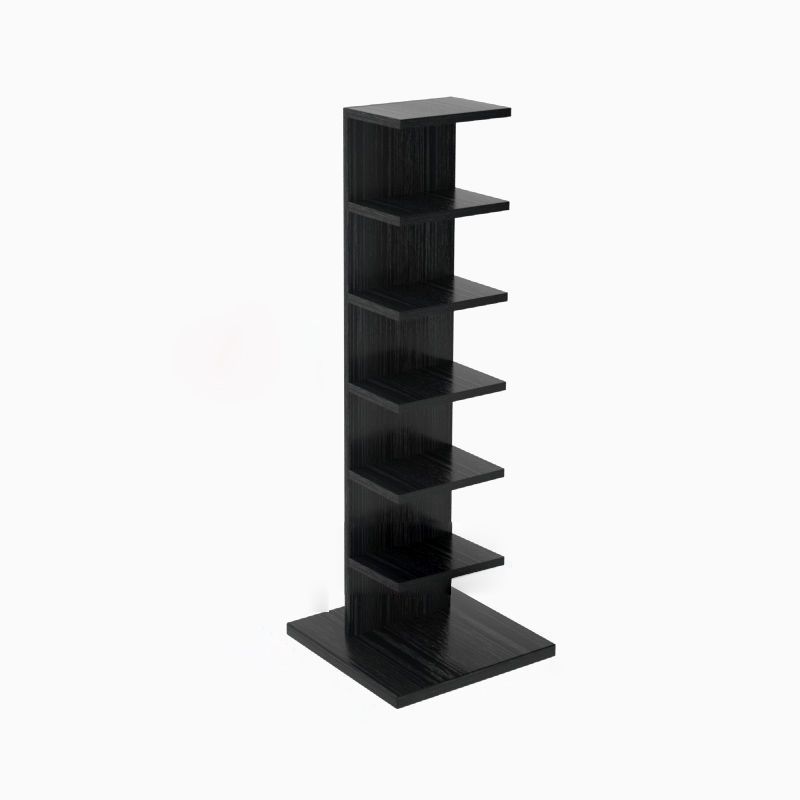 Contemporary Corner Closed Back Bookshelf Manufactured Wood Frame and Shelf