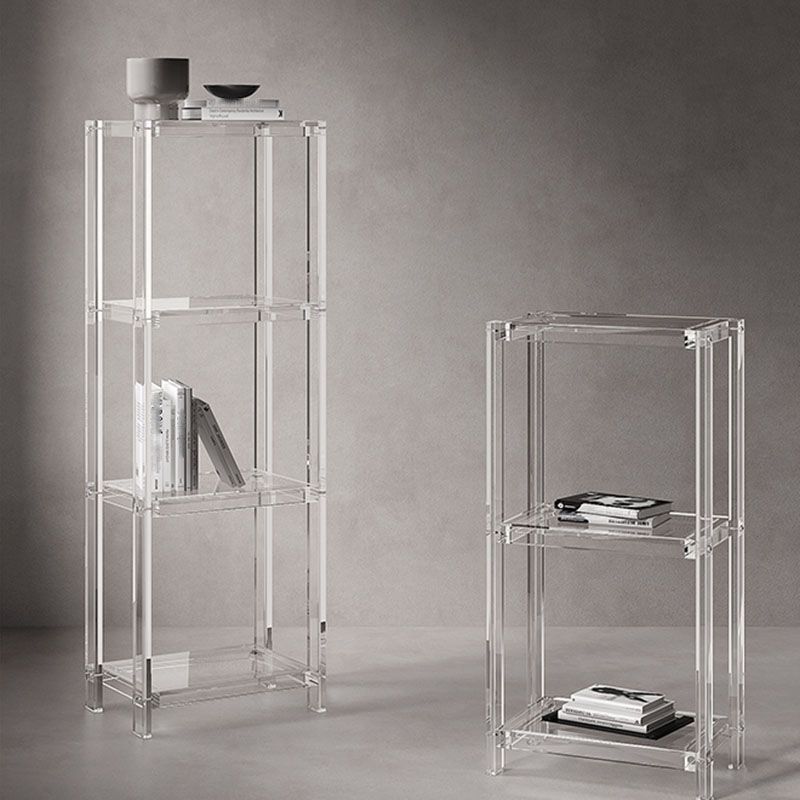 Contemporary Open Back Standard Bookshelf Acrylic Bookcase with Shelves
