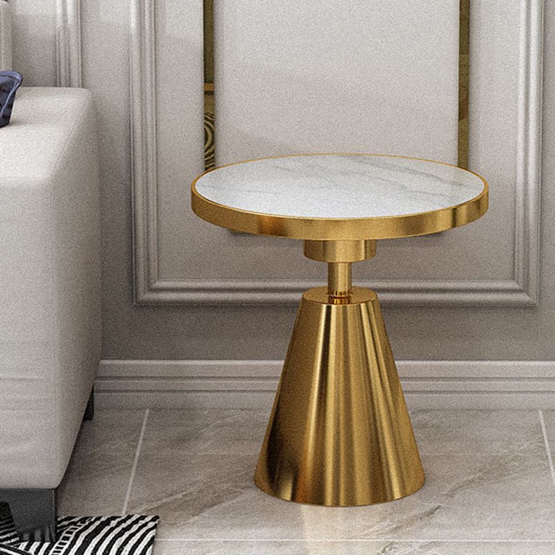 Glam Round Modern Block Side Table Sintered Stone Pedestal End Table