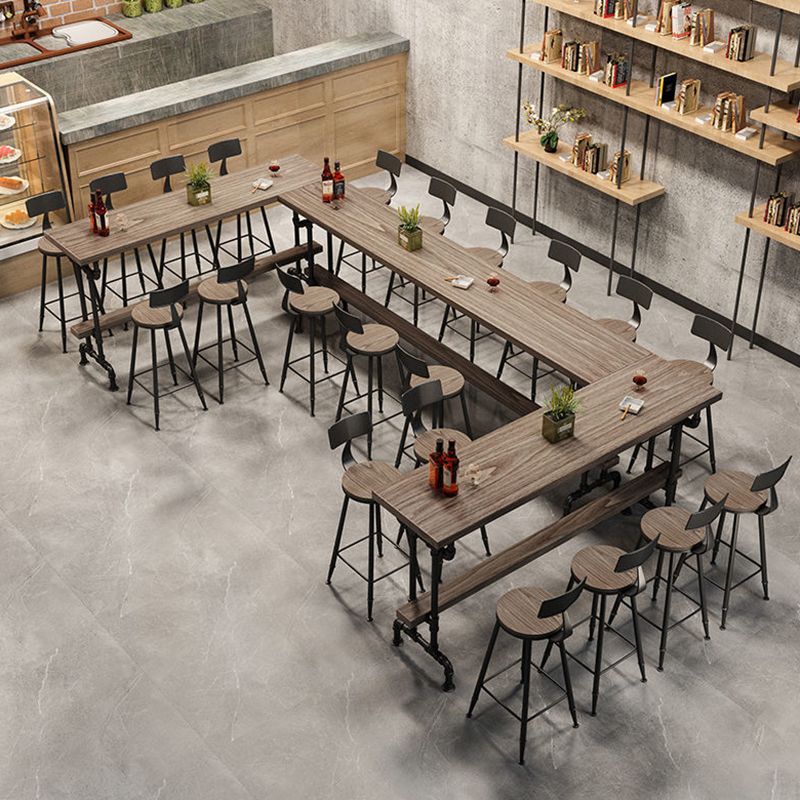 Solid Wood Bistro Bar Table Rectangle Black Base Bar Table for Dining Room