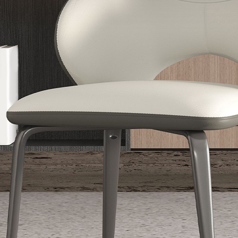 Modern Arm Chair Faux Leather Open Back Dining Room Chair for Kitchen